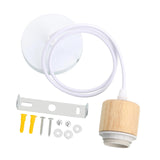 Maxbell Wood Pendant Light Cord E27 Socket Pendant Lamp Fitting for Bar Bedroom Cafe Wood White