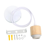 Maxbell Wood Pendant Light Cord E27 Socket Pendant Lamp Fitting for Bar Bedroom Cafe Wood White