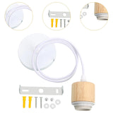 Maxbell Wood Pendant Light Cord E27 Socket Pendant Lamp Fitting for Bar Bedroom Cafe Wood White