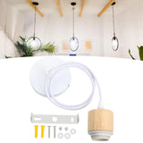 Maxbell Wood Pendant Light Cord E27 Socket Pendant Lamp Fitting for Bar Bedroom Cafe Wood White