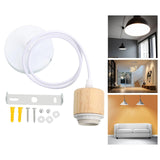 Maxbell Wood Pendant Light Cord E27 Socket Pendant Lamp Fitting for Bar Bedroom Cafe Wood White
