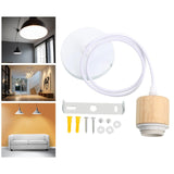 Maxbell Wood Pendant Light Cord E27 Socket Pendant Lamp Fitting for Bar Bedroom Cafe Wood White