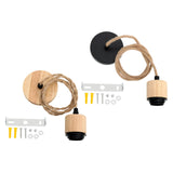 Maxbell Pendant Light Cord E27 Socket Hanging Light Cord for Living Room Bar Kitchen Wood Black