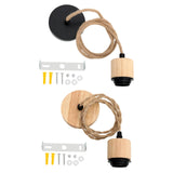 Maxbell Pendant Light Cord E27 Socket Hanging Light Cord for Living Room Bar Kitchen Wood Black