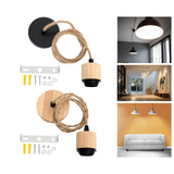 Maxbell Pendant Light Cord E27 Socket Hanging Light Cord for Living Room Bar Kitchen Wood Black