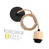 Maxbell Pendant Light Cord E27 Socket Hanging Light Cord for Living Room Bar Kitchen Wood Black
