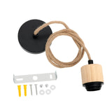 Maxbell Pendant Light Cord E27 Socket Hanging Light Cord for Living Room Bar Kitchen Wood Black