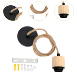 Maxbell Pendant Light Cord E27 Socket Hanging Light Cord for Living Room Bar Kitchen Wood Black