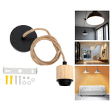 Maxbell Pendant Light Cord E27 Socket Hanging Light Cord for Living Room Bar Kitchen Wood Black