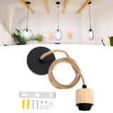 Maxbell Pendant Light Cord E27 Socket Hanging Light Cord for Living Room Bar Kitchen Wood Black
