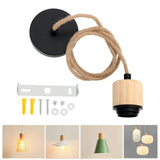 Maxbell Pendant Light Cord E27 Socket Hanging Light Cord for Living Room Bar Kitchen Wood Black