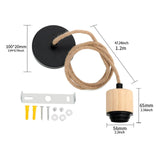 Maxbell Pendant Light Cord E27 Socket Hanging Light Cord for Living Room Bar Kitchen Wood Black