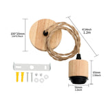 Maxbell Pendant Light Cord E27 Socket Hanging Light Cord for Living Room Bar Kitchen Wood Black Twisted