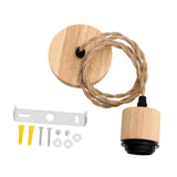 Maxbell Pendant Light Cord E27 Socket Hanging Light Cord for Living Room Bar Kitchen Wood Black Twisted