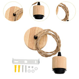 Maxbell Pendant Light Cord E27 Socket Hanging Light Cord for Living Room Bar Kitchen Wood Black Twisted