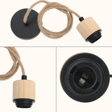 Maxbell Pendant Light Cord E27 Socket Hanging Light Cord for Living Room Bar Kitchen Wood Black Twisted