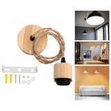 Maxbell Pendant Light Cord E27 Socket Hanging Light Cord for Living Room Bar Kitchen Wood Black Twisted