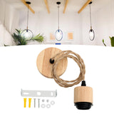 Maxbell Pendant Light Cord E27 Socket Hanging Light Cord for Living Room Bar Kitchen Wood Black Twisted