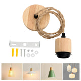 Maxbell Pendant Light Cord E27 Socket Hanging Light Cord for Living Room Bar Kitchen Wood Black Twisted