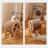 Maxbell Cat Scratcher Pet Enrichment Toy Stable Claw Scratcher for Puppy Indoor Cats Wood color