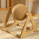 Maxbell Scratching Ball Stable Wood Base Pet Scratcher Toy for Chinchillas Home Cats 20cmx17cmx22cm