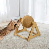 Maxbell Scratching Ball Stable Wood Base Pet Scratcher Toy for Chinchillas Home Cats 20cmx17cmx22cm