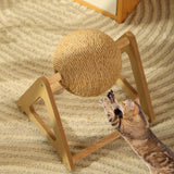 Maxbell Scratching Ball Stable Wood Base Pet Scratcher Toy for Chinchillas Home Cats 20cmx17cmx22cm