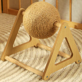 Maxbell Scratching Ball Stable Wood Base Pet Scratcher Toy for Chinchillas Home Cats 20cmx23cmx26.5cm