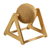 Maxbell Scratching Ball Stable Wood Base Pet Scratcher Toy for Chinchillas Home Cats 20cmx23cmx26.5cm