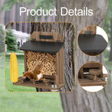 Maxbell Wood Squirrel Feeder Outside Thickness with Lift up Lid for Trees Yard Patio