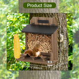 Maxbell Wood Squirrel Feeder Outside Thickness with Lift up Lid for Trees Yard Patio