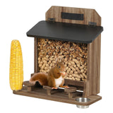 Maxbell Wood Squirrel Feeder Outside Thickness with Lift up Lid for Trees Yard Patio