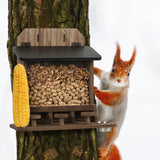 Maxbell Wood Squirrel Feeder Outside Thickness with Lift up Lid for Trees Yard Patio
