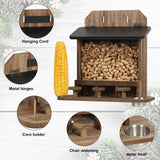 Maxbell Wood Squirrel Feeder Outside Thickness with Lift up Lid for Trees Yard Patio