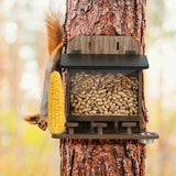 Maxbell Wood Squirrel Feeder Outside Thickness with Lift up Lid for Trees Yard Patio