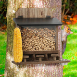 Maxbell Wood Squirrel Feeder Outside Thickness with Lift up Lid for Trees Yard Patio