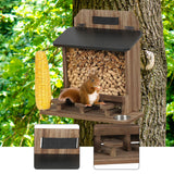 Maxbell Wood Squirrel Feeder Outside Thickness with Lift up Lid for Trees Yard Patio