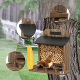 Maxbell Wood Squirrel Feeder Outside Thickness with Lift up Lid for Trees Yard Patio