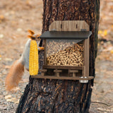 Maxbell Wood Squirrel Feeder Outside Thickness with Lift up Lid for Trees Yard Patio