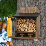 Maxbell Wood Squirrel Feeder Outside Thickness with Lift up Lid for Trees Yard Patio