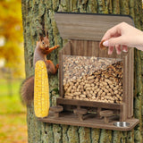 Maxbell Wood Squirrel Feeder Outside Thickness with Lift up Lid for Trees Yard Patio