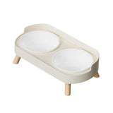 Maxbell Raised Cat Bowls with Stand Feeding Station Pet Feeder Elevated Cat Bowl Set White