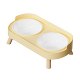 Maxbell Raised Cat Bowls with Stand Feeding Station Pet Feeder Elevated Cat Bowl Set Yellow