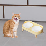 Maxbell Raised Cat Bowls with Stand Feeding Station Pet Feeder Elevated Cat Bowl Set Yellow