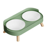 Maxbell Raised Cat Bowls with Stand Feeding Station Pet Feeder Elevated Cat Bowl Set Green