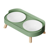 Maxbell Raised Cat Bowls with Stand Feeding Station Pet Feeder Elevated Cat Bowl Set Green