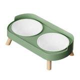 Maxbell Raised Cat Bowls with Stand Feeding Station Pet Feeder Elevated Cat Bowl Set Green