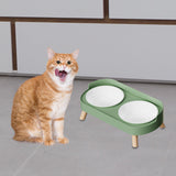 Maxbell Raised Cat Bowls with Stand Feeding Station Pet Feeder Elevated Cat Bowl Set Green