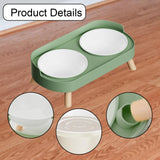 Maxbell Raised Cat Bowls with Stand Feeding Station Pet Feeder Elevated Cat Bowl Set Green