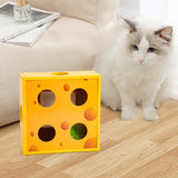 Maxbell Electric Cat Interactive Toy Cheese Box Playing Lightweight Cardboard Design 20x20x7.5 cm